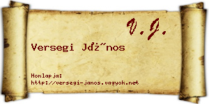 Versegi János névjegykártya